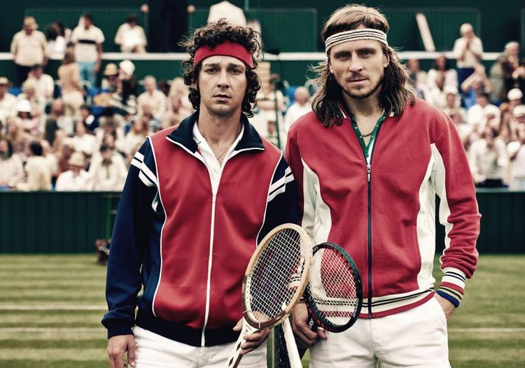 Shia LaBeouf (t.v.) spiller John McEnroe, mens Sverrir Gudnason er Björn Borg.  