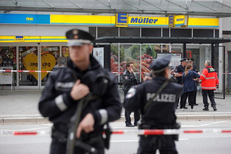 Supermarkedet i Hamburg, der i sidste uge var centrum for et knivangreb.  