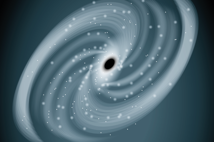 Ved at studere en stjerne, der kredser rundt om det sorte hul i Mælkevejens centrum, har astronomer formentlig bekræftet, at Einsteins generelle relativitetsteori også holder under disse ekstreme forhold (Illustration: Claus Nørregaard) 