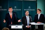 Finansminister Kristian Jensen, økonomi- og indenrigsminister Simon Emil Ammitzbøll og erhvervsminister Brian Mikkelsen. 