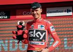 Chris Froome i den røde førertrøje, som han også bar en enkelt dag i 2011. 
