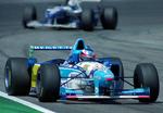 Michael Schumacher blevverdensmester to gange i en Benetton. Her er en udgave fra 1995. Det er en lignende bil fra 1994 hans søn skal køre i på Spa.  