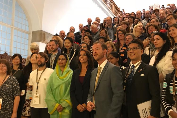 Fra venstre: Kok René Redzepi, Harsimrat Kaur Badal, Prinsesse Marie og fødevareminister Esben Lunde Larsen. 