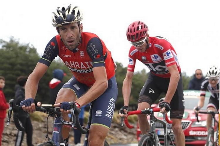 Vincenzo Nibali (t.v.) har kørt sig i stilling som førsteudfordrer til Chris Froome i kampen om Vuelta-sejren. Foto: Unipublic/Photogomez Sport 