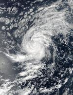 Dette billede fra Nasa viser Irma på vej over Atlanterhavet. 