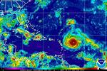 Et satellitbillede fra i går viser Irma på vej vestover.  