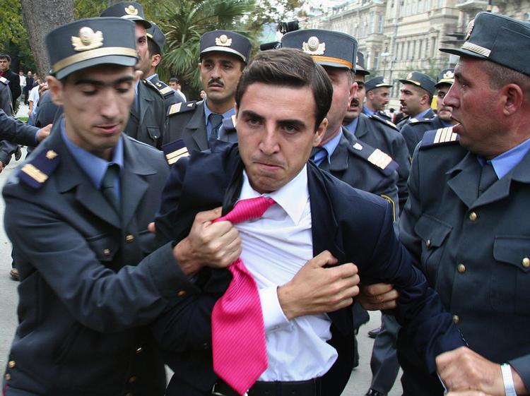 Et arkivbillede fra en tidligere demonstration mod styret i Aserbajdsjans hovedstad, Bakun.  