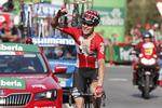 Belgieren Sander Armée jubler over sin overraskende og flotte etapegevinst. Foto: Unipublic/Photogomez Sport. 