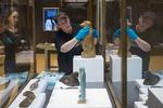 Her er en medarbejder på American Museum of Natural History ved at klargøre en udstilling om mumier.   