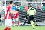 Afgørelsen kom, da  Mate Vatsadze reagerede hurtigt på en returbold og scorede kampens enlige mål.  