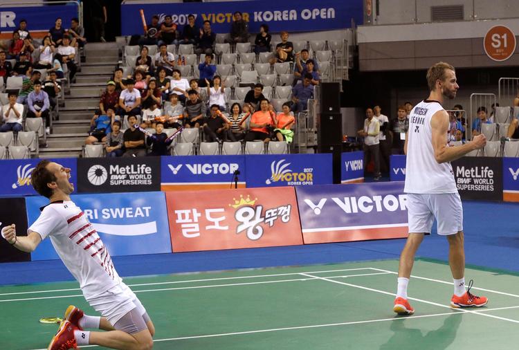 Mathias Boe (tv) og  Carsten Mogensen har tidligere i år sejret i Singapore og Sydkorea.  