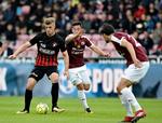 Alexander Sørloth (tv) scorede tre  gange for FCM mod Hobro og den norske angriber er nu oppe på seks  mål i denne sæson.  