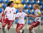 Nadia Nadim bragte Danmark foran 1-0 over Ungarn i VM-kvalifikationskampen, som danskerne vandt 6-1. 