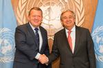 Lars Løkke Rasmussen mødtes i mandags med FN's generalsekretær Antonio Guterres. Statsministeren bruger FN's Generalforsamling til at føre klimakamp. 