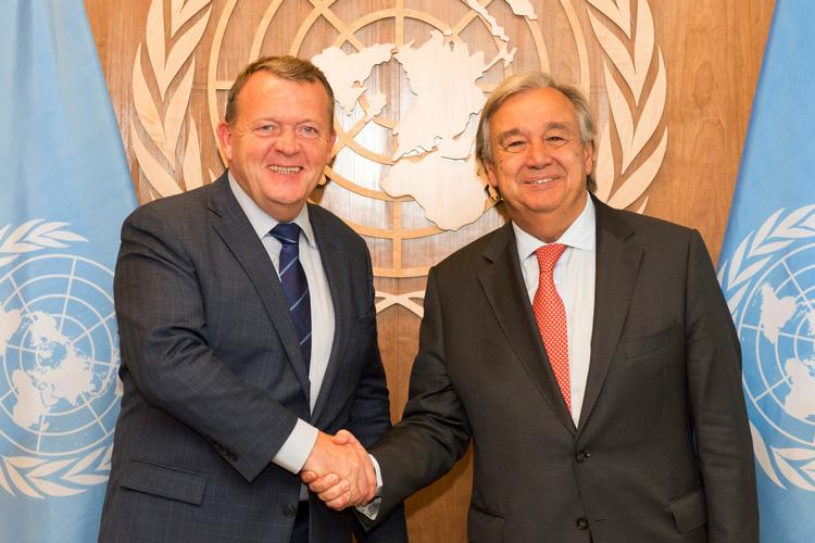 Lars Løkke Rasmussen mødtes i mandags med FN's generalsekretær Antonio Guterres. Statsministeren bruger FN's Generalforsamling til at føre klimakamp. 