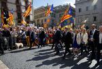 Regeringschefen i Catalonien, Carles Puigdemont, ved en demonstration i lørdags.  