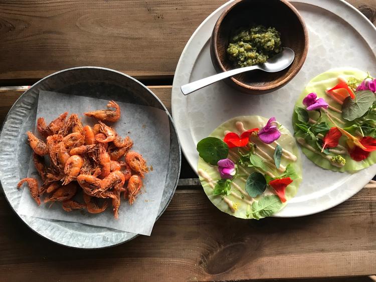 Rejetacos med kål fra menuen til 'Noma under Broen'. 