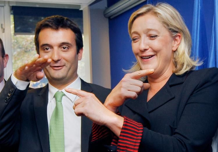 Florian Philippot og Marine Le Pen fotograferet for nogle år siden, da alt var idyl.  