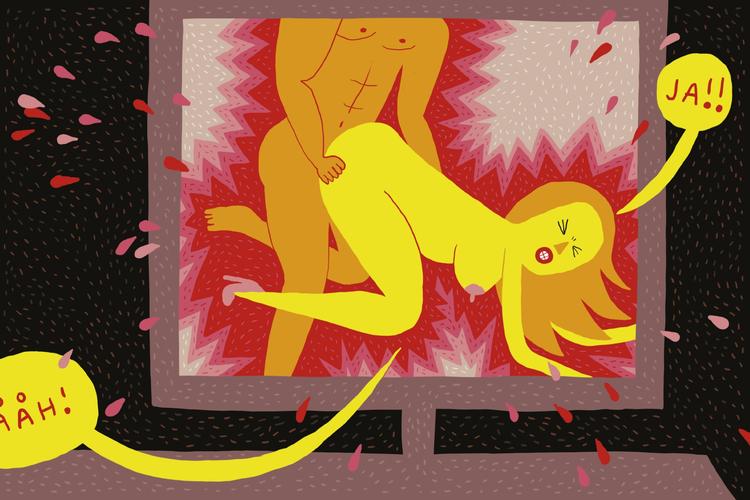 Forfatteren af børnebogen 'Sesam sesam', Gro Dahl, fortæller til Dagbladet, at hun har modtaget hadbeskeder over telefon allerede inden udgivelsen af billedbogen, der handler om drengen Al, der falder over porno på storebrorens computer. Illustration: Kaia Dahle Nyhus. 