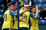Trods et brændt straffespark fik Hany Mukhtar (th.) efter en lang pause scoret to gange for Brøndby i storsejren over Sønderjyske. 