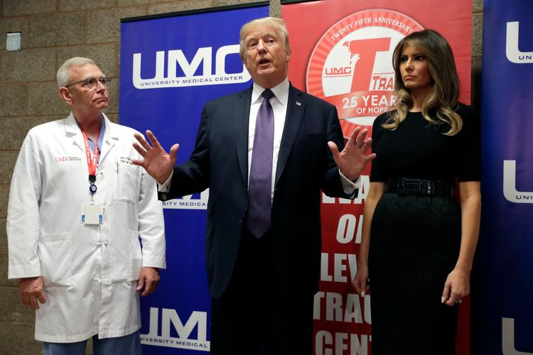 Donald Trump og hans hustru Melania besøgte Las Vegas i går. 