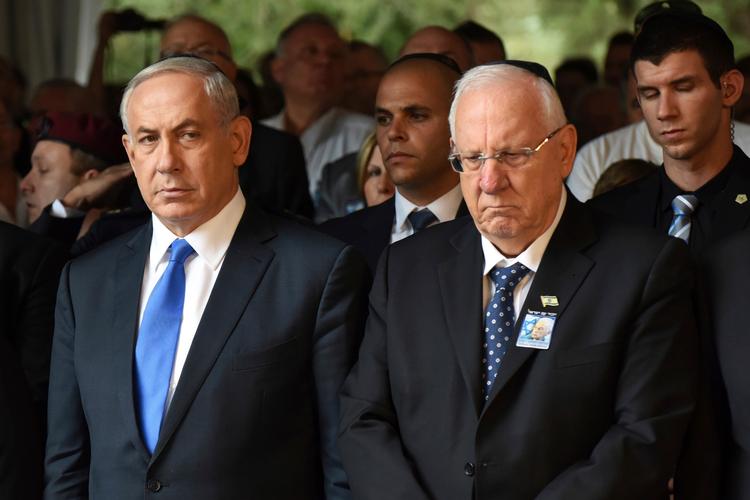 Israels premierminister, Benjamin Netanyahu, sammen med landets præsident, Reuven Rivlin. 