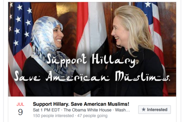 Denne muslimske organisation støtter helhjertet Hillary Clinton. Men annoncen er skabt af en russisk gruppe - formentlig for at koble Clinton til radikal islam. 