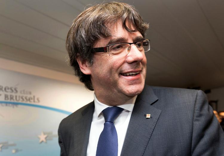 Den catalonske eks-præsident Carles Puigdemont blev anholdt på en rasteplads lige efter, at han havde passeret grænsen mellem Danmark og Tyskland søndag formiddag. Olivier Matthys/AP