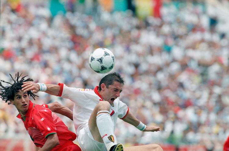 I 1994 var Josip Weber (th.) en del af Belgiens VM-hold, der mødte Marokko under slutrunden i USA.   
