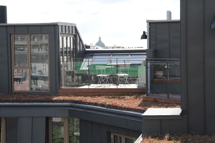 I Ryesgade i København er en omfattende byfornyelses- og energirenoveringsindsats kombineret med etableringen af syv nye tagboliger i en ny tagform, som giver bedre rum, lys og udsigt. 
 Foto: Bo Bjerre Hansen/Grundejernes Investeringsfond 