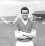 Tommy Taylor fra Manchester United fotograferet i 1957. Han scorede 5 mål i VM-kampene mod Danmark, men karrieren blev ikke lang. Han døde i det flystyrt ved München i februar '58, som kostede 8 United-spillere livet.
   