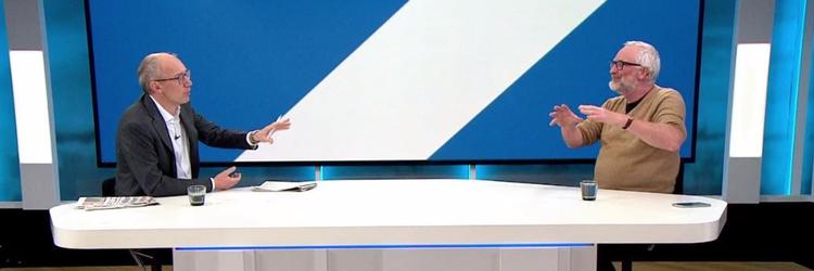 Niels Krause-Kjær (t.v) bevarede overblikket, når Peter Aalbæk Jensen forsøgte at bagatellisere sine handlinger på Zentropa.  