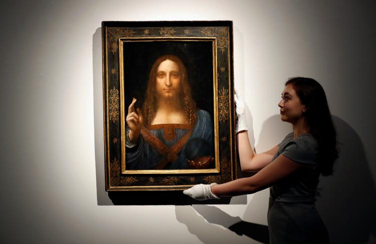Maleriet 'Salvator Mundi' (Verdens Frelser) er 66 centimeter højt og blev angiveligt malet af Leonardo da Vinci omkring år 1500. 