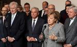 Den tyske forbundskansler, Angela Merkel, orienterede natten til mandag pressen om de sammenbrudte forhandlinger. 