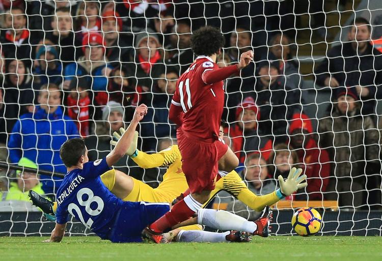 Liverpools Mohamed Salah scorede kampens første mål, men Chelsea udlignede få minutter før kampens afslutning.  