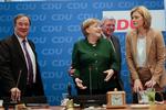 Tyske politikere. Fra venstre: Armin Laschet, Angela Merkel, Volker Bouffier og Julie Kloeckner.  