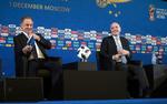 Vitaly Mutko og Gianni Infantino i Moskva fredag eftermiddag.  