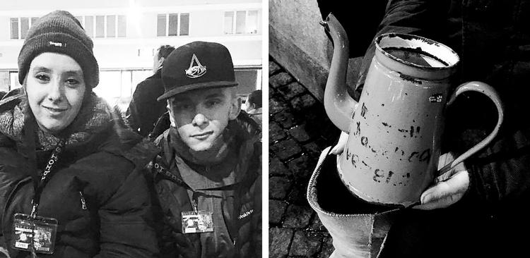 Parret, der begge er i begyndelsen af 20’erne, sælger aviser på gaden og samler pengene i Madam Blå, som de har fået i gave af to landevejsriddere. Kanden er for dem symbolet på et venskab. 