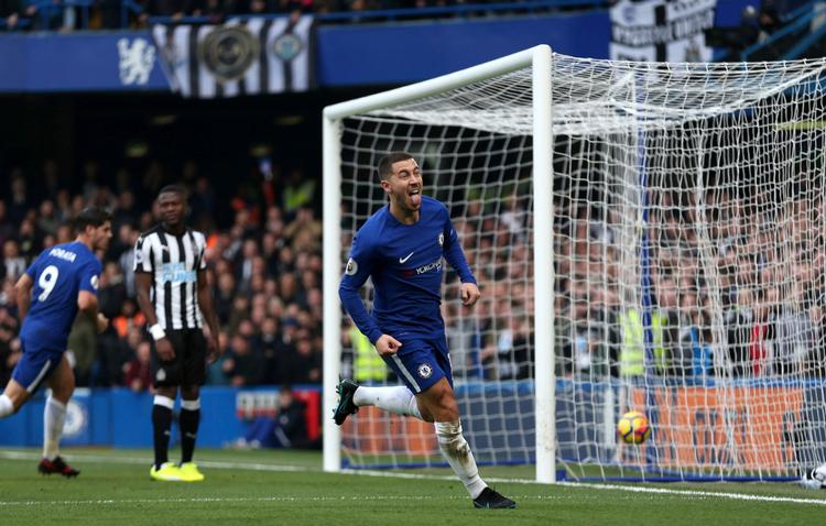 Chelseas mål til 1-1 og 3-1 blev scoret af Eden Hazard. 