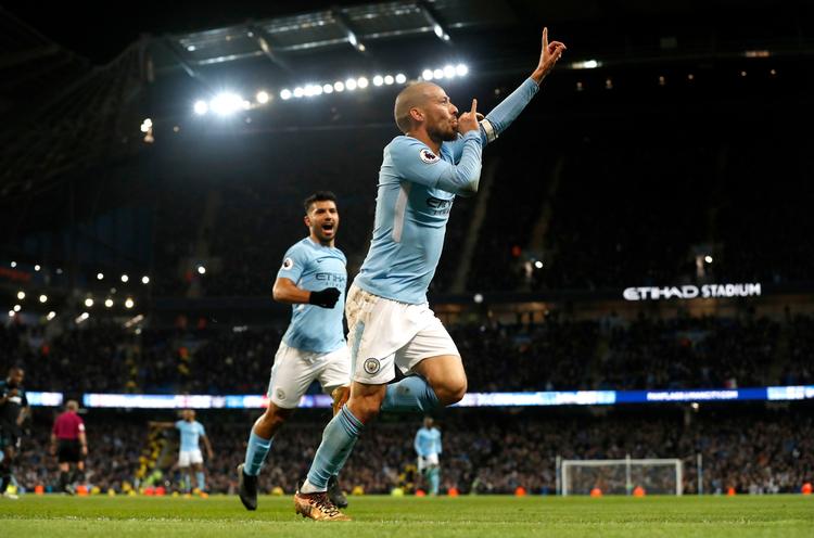 Manchester Citys sejrsmål mod West Ham blev scoret af  David Silva. 