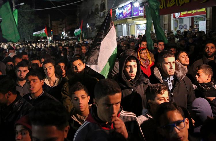 Hamas-tilhængere protesterer. 