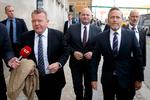 De tre partiledere i regeringen. Manden i midten, justitsminister Søren Pape, har ikke villet udtale sig om forslaget til en ny databeskyttelseslov.   