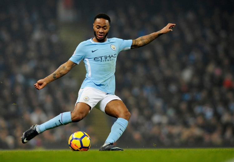Manchester City's Raheem Sterling blev dobbelt målscorer i dagens kamp. 