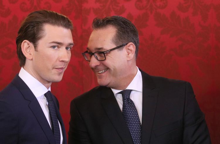 Sebastian Kurz (t.v.) og  Heinz-Christian Strache kan nu kalde sig kansler og vicekansler. 