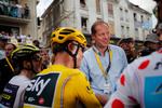 Tour de France-chef Christian Prudhomme, her i selskab med bl.a. Chris Froome, vil ikke have briten med i Touren, mens der pågår en undersøgelse. 