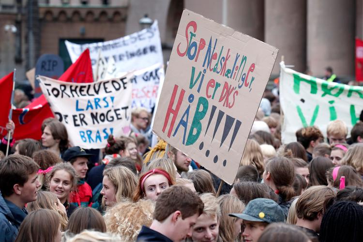 
Der har været  demonstrationer de senere år blandt skole- og gymnasieeleverne. Men de er hurtigt glemt, og de giver ingen  politiske resultater, mener Danske Skoleelever. Her  demonstrerer  gymnasieelever mod nedskæringer tidligere på året.  