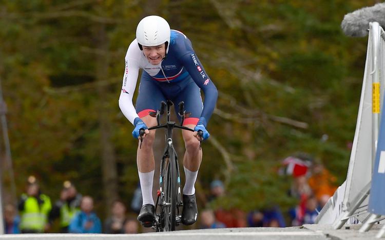 Chris Froome på vej mod den bronzemedalje ved VM i enkeltstart, som han nu risikerer af miste på grund af salbutamol-sagen.
   