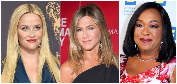 300 kvinder er gået sammen om bevægelsen Time's Up. Heriblandt Reese Witherspoon (tv), Jenifer Aniston (i midten) og tv-producer Shonda Rhimes (th). 