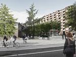 Stationsforpladsen er placeret ud mod Godthåbsvej. Stationen er placeret i den vestlige side - i skyggesiden - så meget af parkens liv kan bevares med ophold både for borgere og for caféernes udeservering.

Der er gjort meget ud af, at parkens flotte geometri bliver opretholdt, så træer og øvrig beplantning og belægning bliver genskabt.

Cykelstativerne er placeret så tæt på adgangstrapperne som muligt. Der vil være 130 cykelstativer under jorden og 220 stativer i gadeplan. 