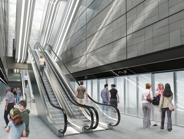 Ud med klunkestilen og de mørke stuer og ind med store vinduer og lysindfald. Det var den moderne arkitekturs drivkraft i begyndelsen af det forrige århundrede. Resultatet er især tydeligt nær den nye metrostation ved Poul Henningsens Plads med det berømte boligbyggeri Øbrohus, der er kendt for sit særlige og gentagende mønster på facaden.

Væggene på den nye station vil derfor bestå af store, keramiske plader i forskellige cremefarver, der er sat op i et mønster, inspireret af Øbrohus. 